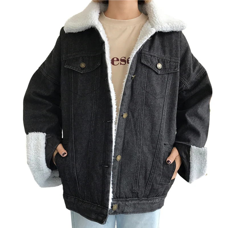 black denim bomber
