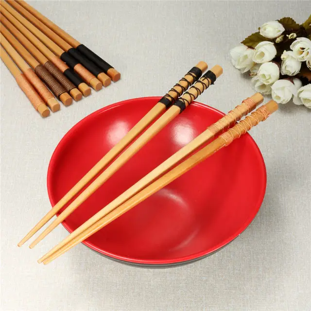 2PCS Durable Handmade Chinese Chopsticks Nature Wood Japanese Sushi