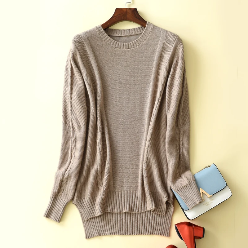 Женская мода осень-зима, кашемировый свитер с круглым вырезом, женский джемпер с длинным рукавом, теплый мягкий Повседневный Женский пуловер