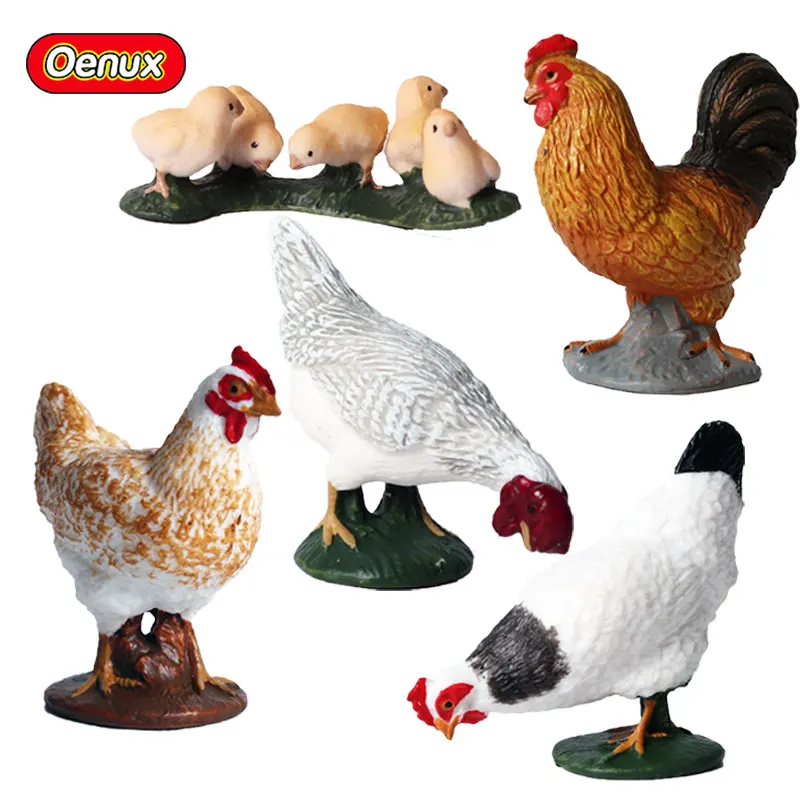 

Oenux 5 шт., имитация куриных кур, петушиных ферм, фигурки животных, модель для сада, домашнее украшение, птица, курица, экшн-модель