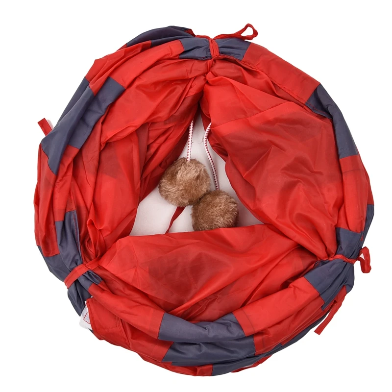 PAWZRoad Pet Cat Play Tunnel Toys Red-Gray Collapsible 2 Holes Cat Tunnel Play Crinkle Sound Cat Small Animal Rabbit Play Tunnel PAWZRoad Pet Cat Play Tunnel Toys Red-Gray Collapsible 2 Holes Cat Tunnel Play Crinkle Sound Cat Small Animal Rabbit Play Tunnel