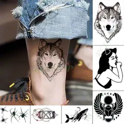 Водостойкая временная татуировка наклейка волк сексуальная леди паук временная татуировка Рука ноги флэш-тату для малыша для девушек и