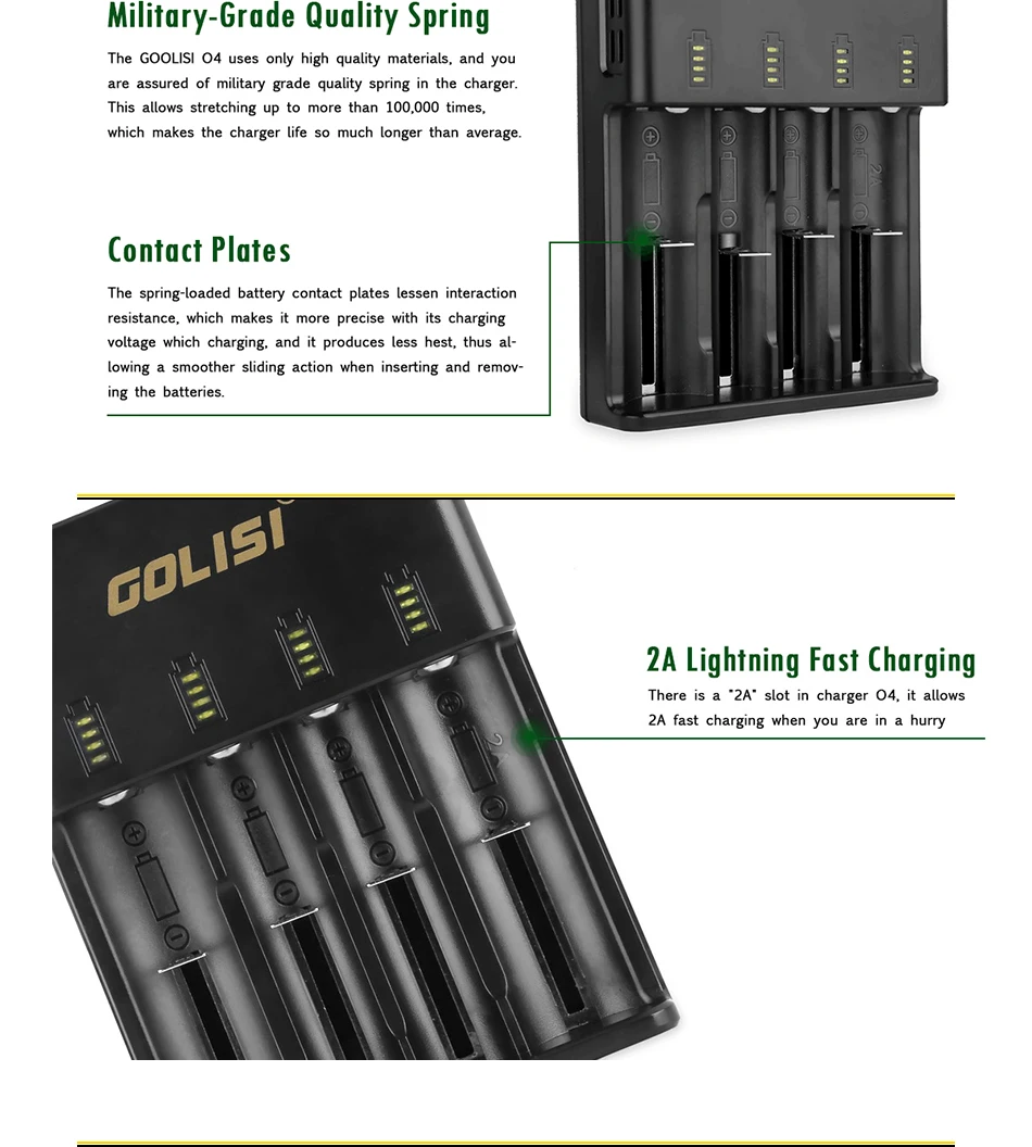 Оригинальное зарядное устройство Golisi Digi O2/O4 Li-Ion 0.5A/1A/2A зарядное устройство US Plug зарядное устройство без аккумулятора