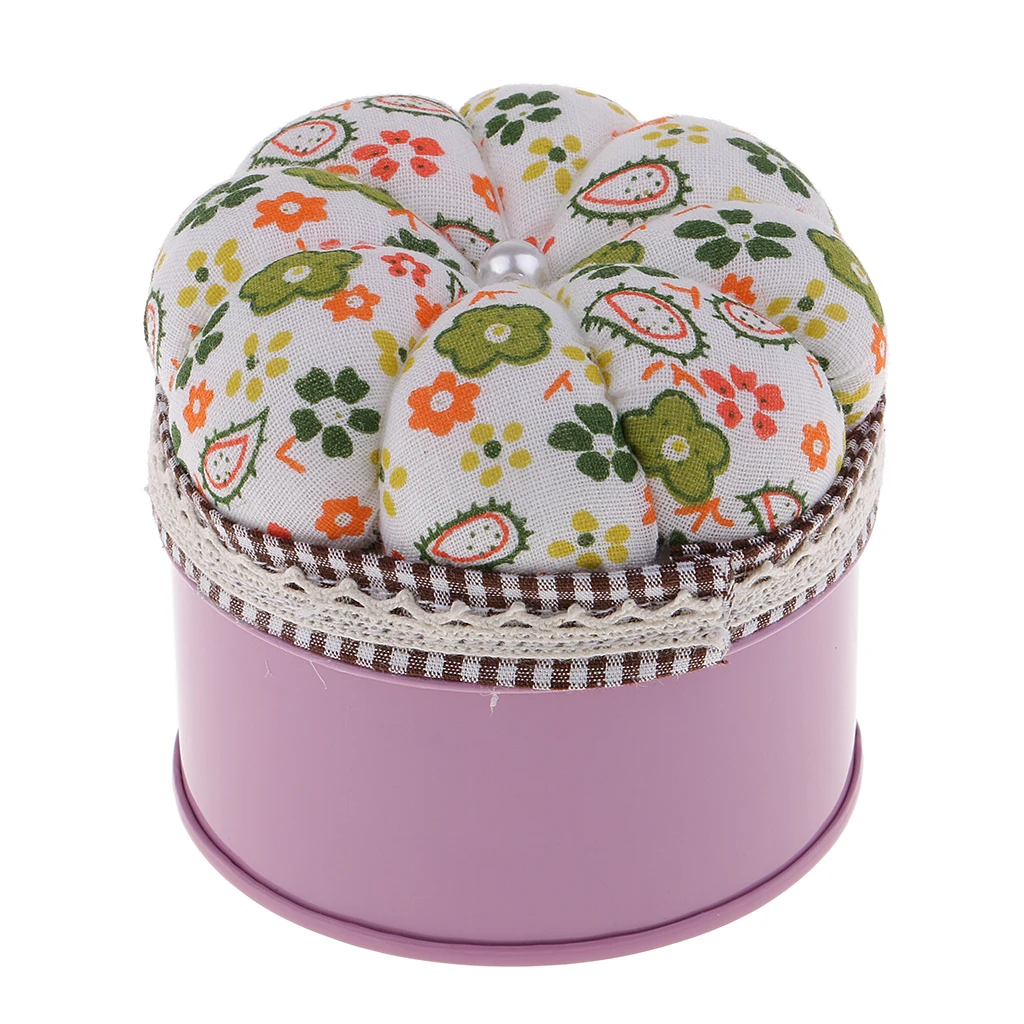 Pumpkin Shape Pin Cushion Needle Pincushions with Storage Case for DIY Needlework Crafts
