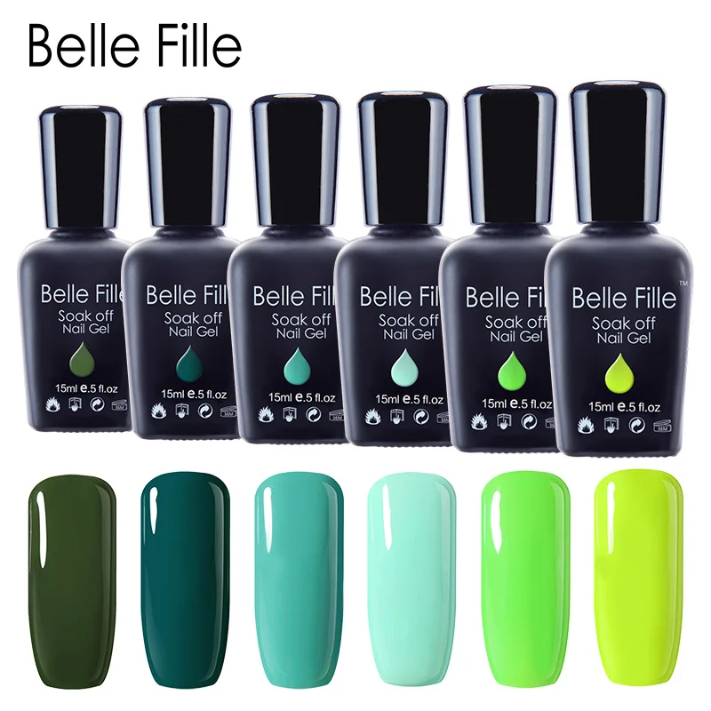 

Belle Fille Nail Gel Polish Green Series UV Lacquer Manicure Makeup Nail Art Design Olive Varnish UV Gel Nail Polish