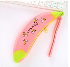 Силиконовый Футляр для карандашей с бананом, кошелек для монет, косметичка для макияжа - Цвет: pink banana
