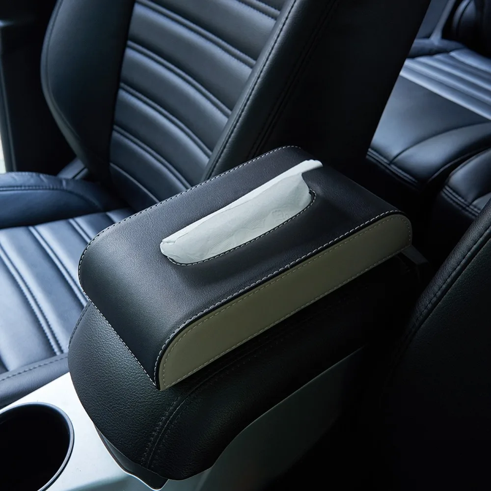

AUMOHALL PU Leather Car Tissue Box Auto Interior Paper Storage Case for Home Car Office Decor