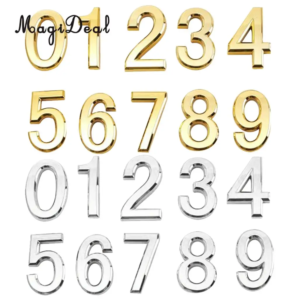 MagiDeal Silver Sticky Numeric Digit Plastic Self-Adhesive House Hotel Door Number for House Hotel Number Plate