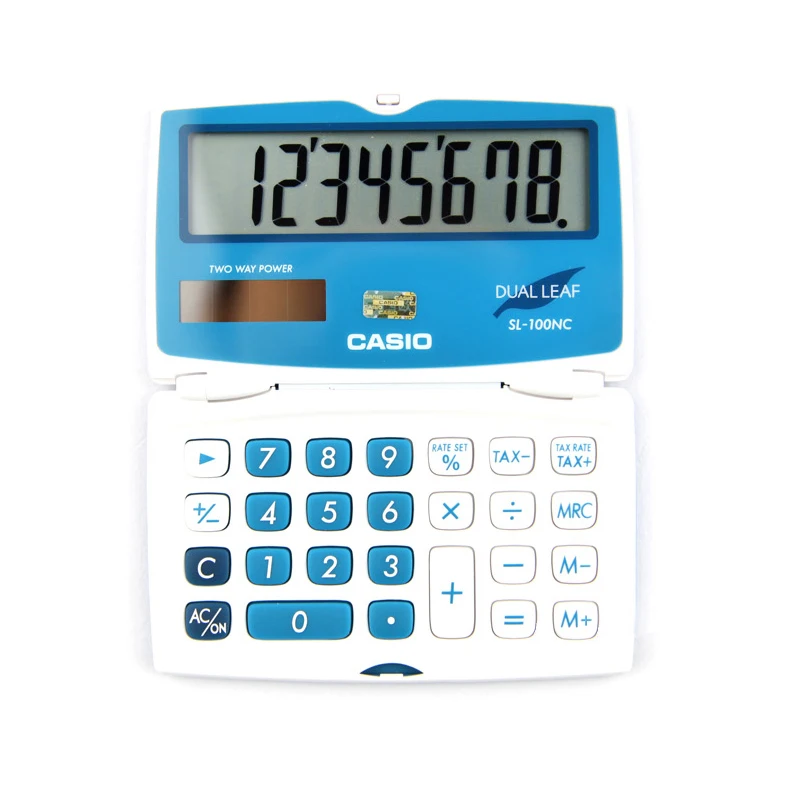 CASIO Casio SL-100NC Mini Folding Calculator Portable Business 8-bit Display Multi-color Dual Power Supply