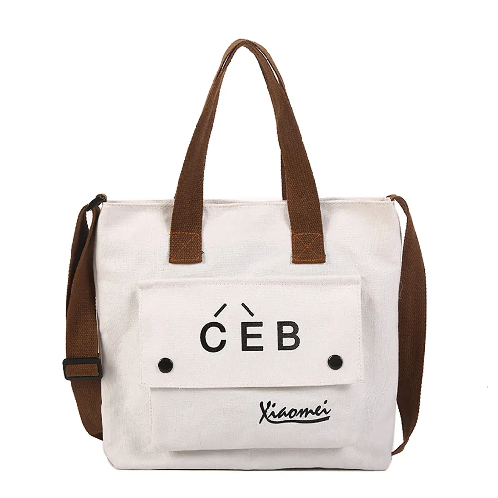 

2019 Ladies Canvas Handbag For Women Wild Solid Letter Messenger Bag Large Capacity Simple Fashion Shoulder Tote Bolsa Feminina