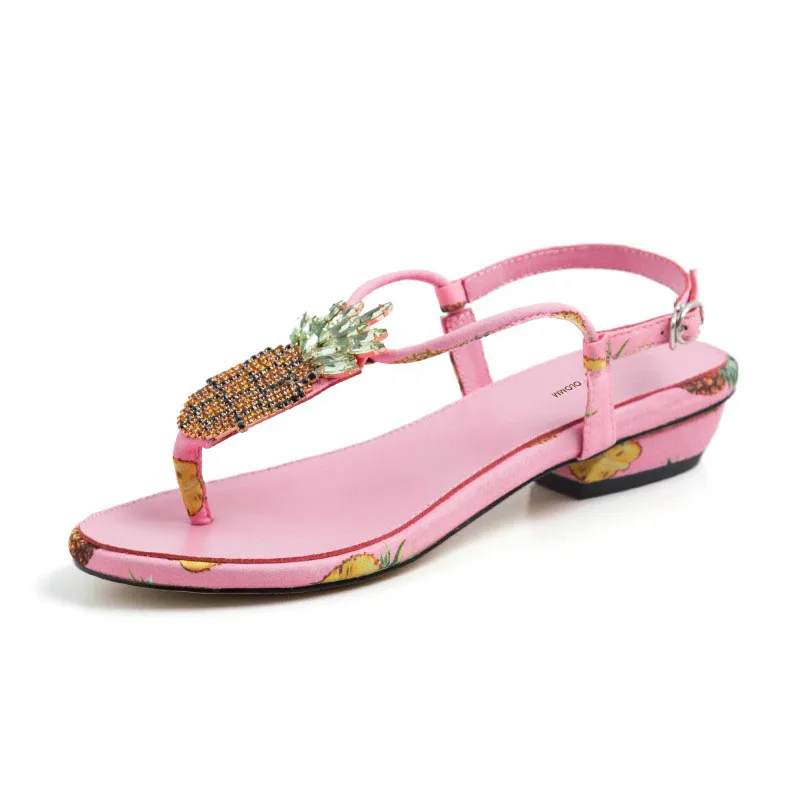 Olomm New Arrival Women Bohemia Sandals Square Low Heel Sandals Open Toe Pretty Pink Green Dress Shoes Girls US Plus Size 3-10.5 - Цвет: D1616 Pink