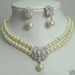 

Beautiful WOW!! Comeliness Pearl Bridal Necklace Earring Wonderful Nobility Fine Wedding Jewelry Lucky Women's