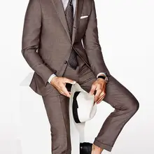 Последние темно-коричневые Свадебные вечерние костюмы для выпускного вечера для мужчин 2 шт Повседневный стиль свадебный смокинг костюм(куртка+ брюки) terno