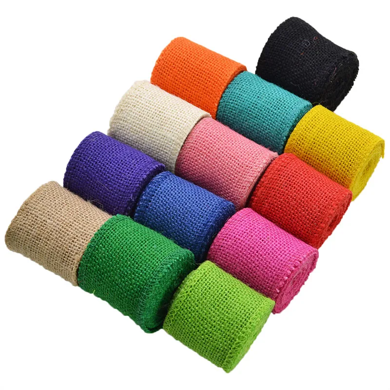 

Jute Burlap Ribbon Roll DIY Craft Gift Wrapping Rustic Ribbon Wreaths Flower Making Table Decor Vintage Wedding Decorations