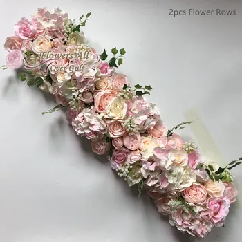 

3D Artificial Flower Row And Fake Flowers Runner Use Rose Peony For Wedding Background Decoration DIY