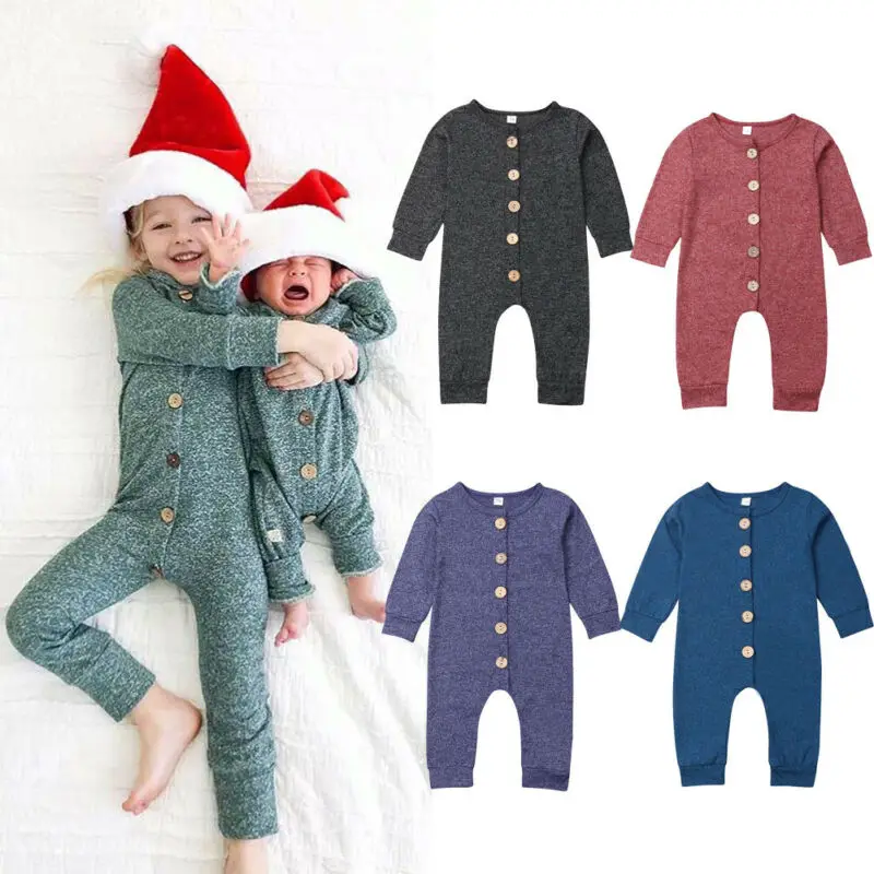 Baby Romper Autumn Newborn Kids Baby Girls Boy Overall Solid Romper Outfits Jumpsuit Size 0-24M