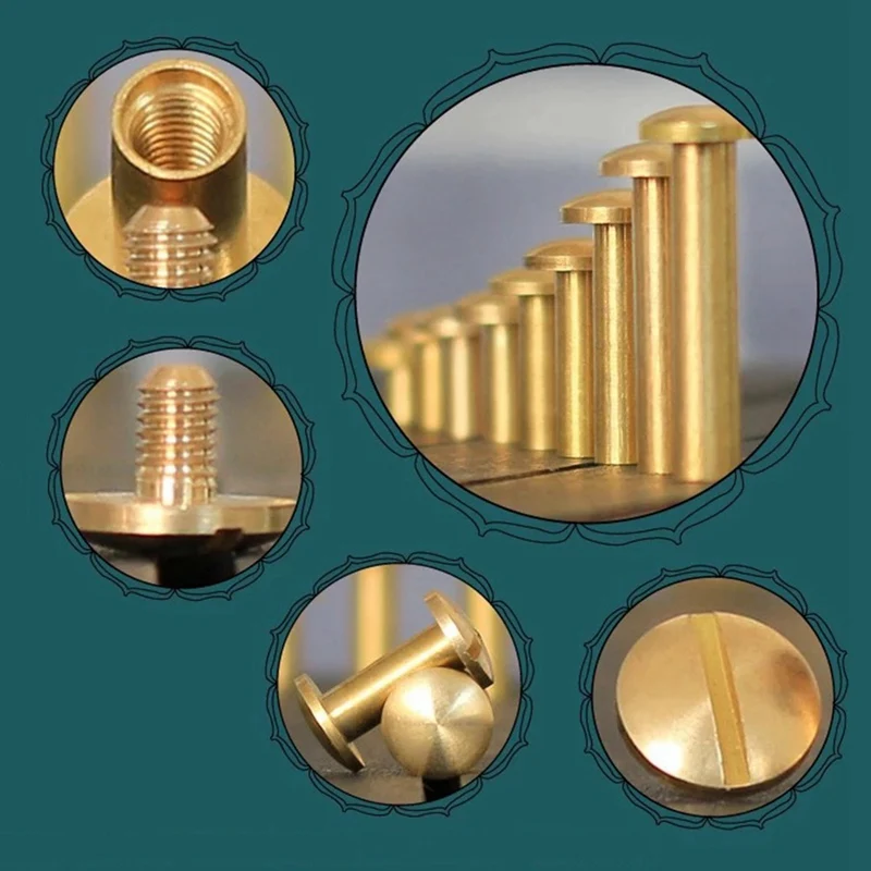 

20pcs 5mm/6.5mm/8mm Luggage Leather metal Craft Solid Screw Nail Rivet Double curved Head Belt/strap Rivets Book screws