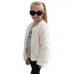 Обувь для девочек Искусственный мех зимнее пальто с длинным рукавом Детская куртка новинка 2017 года модная куртка пальто для детей мягкая