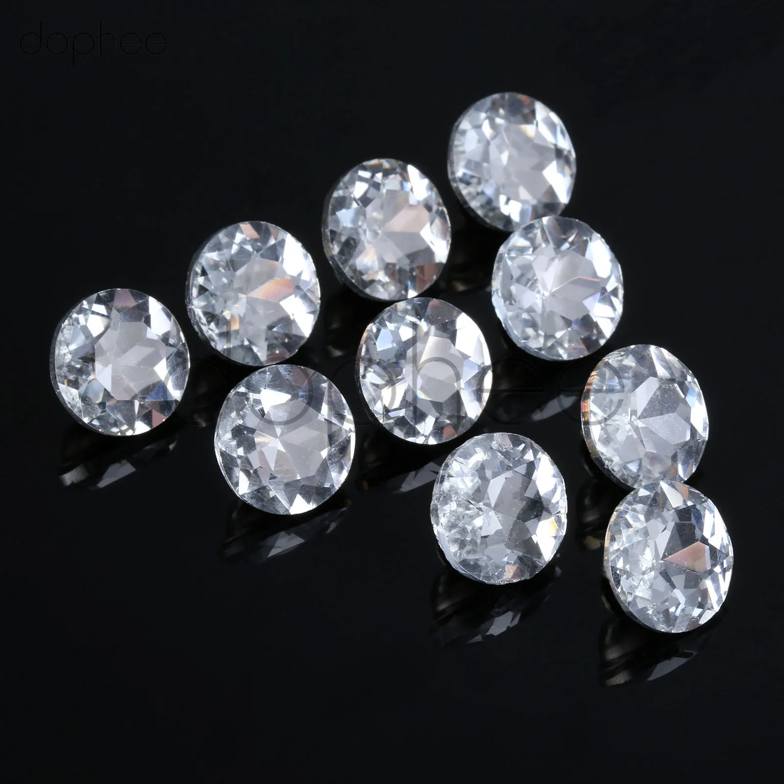 

dophee 10pcs 18mm Crystal Diamond Rhinestone Round Buttons Sewing Sofa DIY Buttons Accessories