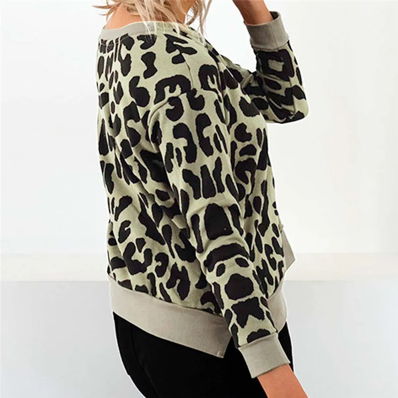 HOT sell sweaters fashion 2018 women Casual Leopard Print Sweatshirt Pullover Long Sleeve Shirt Tops Blouse Invierno O09#N (6)