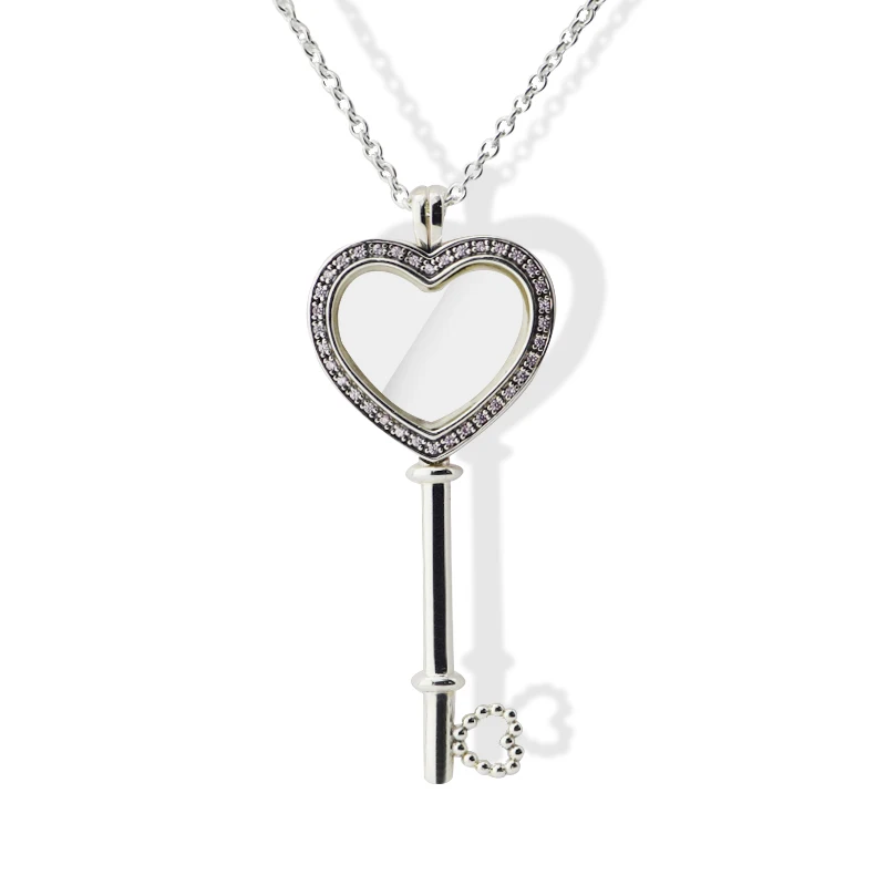 Light Pink Large Heart Key Locket Necklace Fits Petite Charms Original