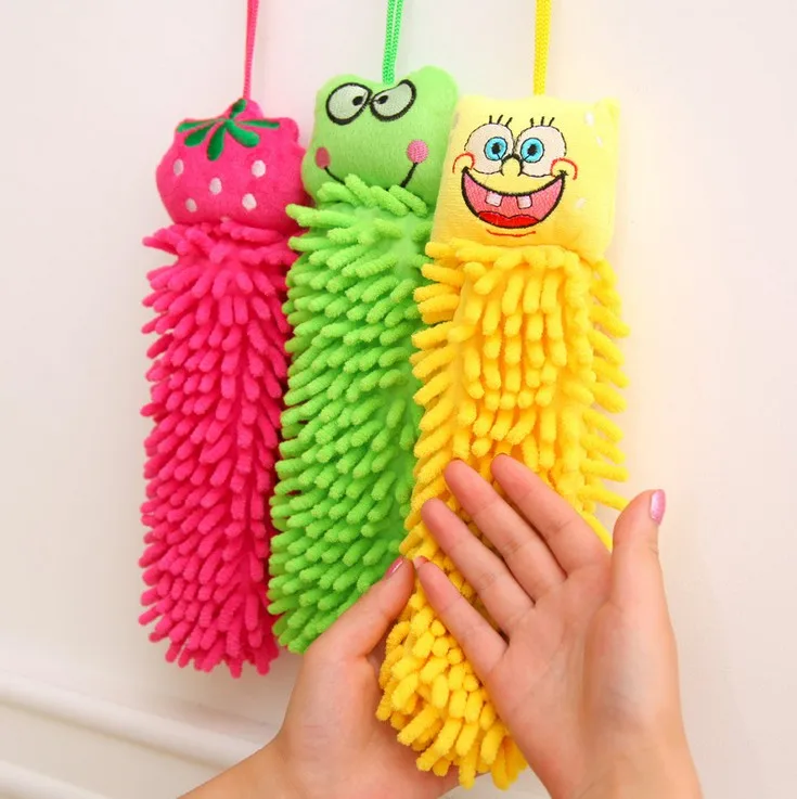 136 20 De Réduction1 Pc Enfants Bébé Petite Serviette Doux Dessin Animé Chenille Lingette Suspendue Serviette De Bain Cuisine Salle De Bains