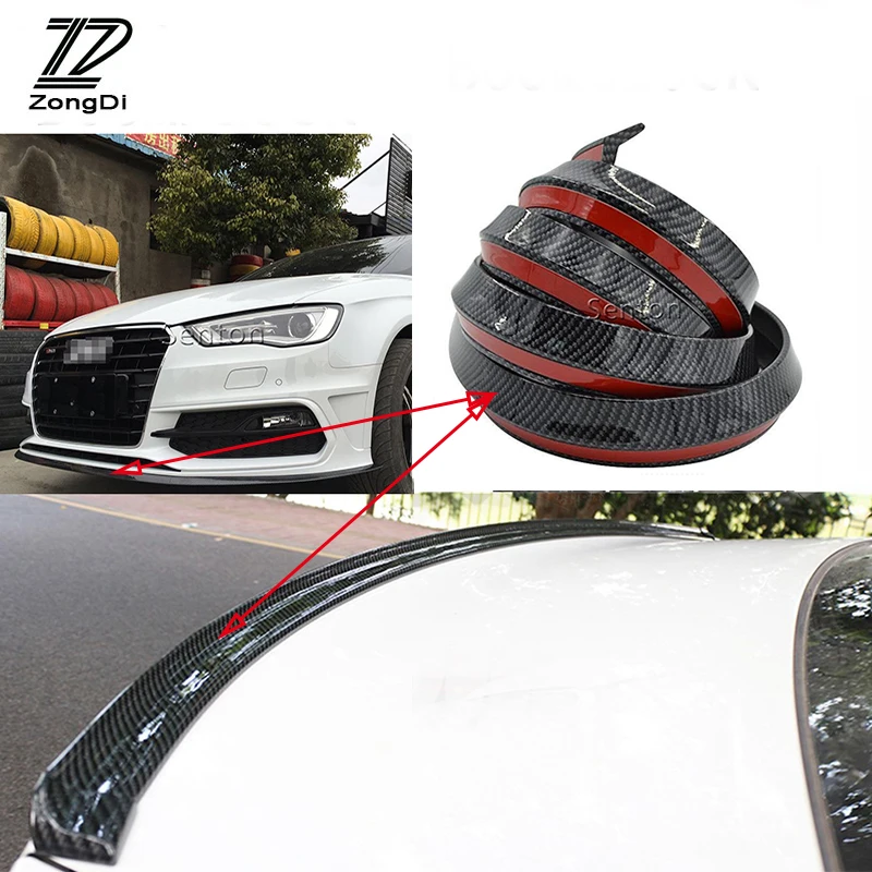 

ZD Car Carbon Fiber Bumper Lip Tail Protection Spoilers For Renault Megane 2 3 Duster VW Touran Passat B6 Golf 7 T5 T4 Fiat 500