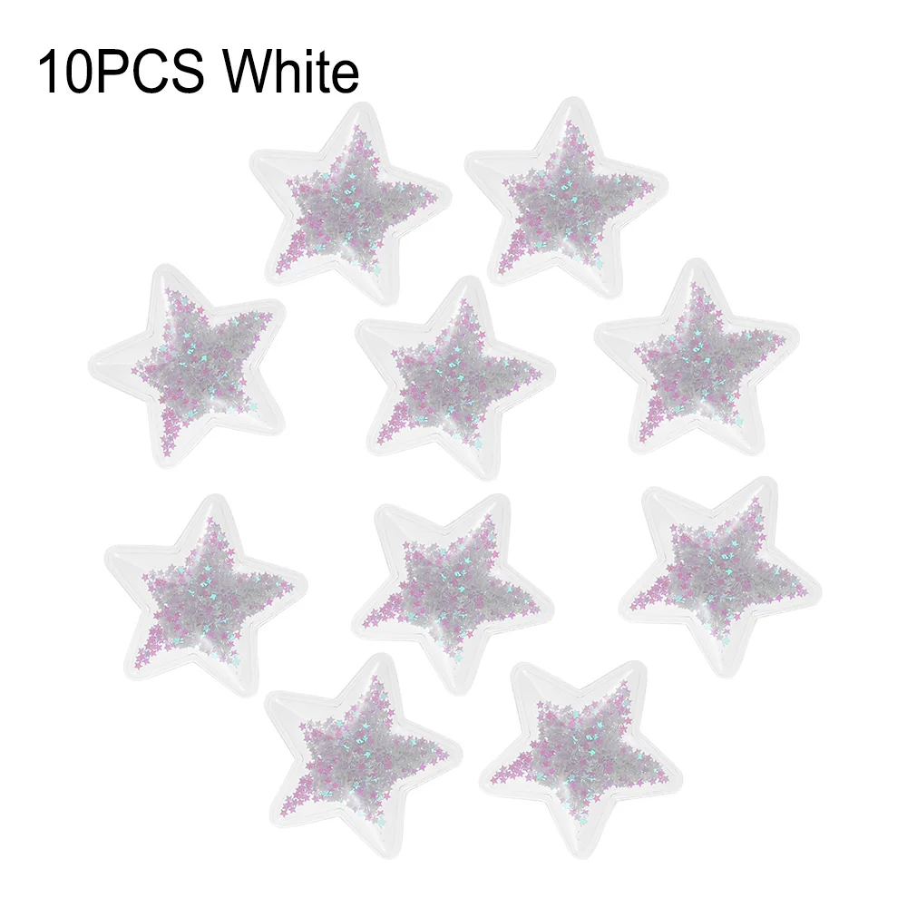 10 шт./упак. 6,2 см прозрачная блестящая Звезда струящаяся блестки патчи для одежды Аппликации DIY ремесло заколка для детей Аксессуары - Цвет: Белый