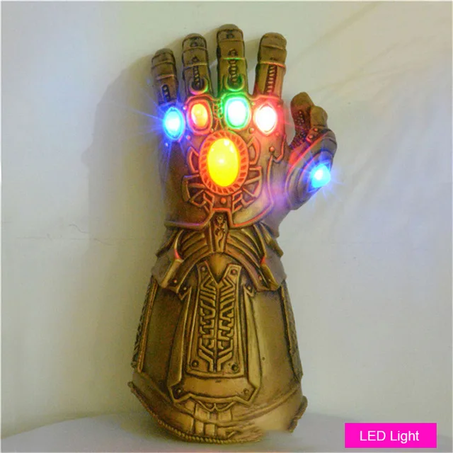 Светодиодный светильник Thanos Infinity Gauntlet Мстители Бесконечность войны косплей светодиодный перчатки ПВХ/латекс фигурка модель игрушки Хэллоуин реквизит - Цвет: Led Light