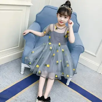 

2019 Summer High Quality Baby Girl Mesh Pattern Party Dress Children Casual Cute Sundress Kids Girl Elegant Pleated Vestido Q908