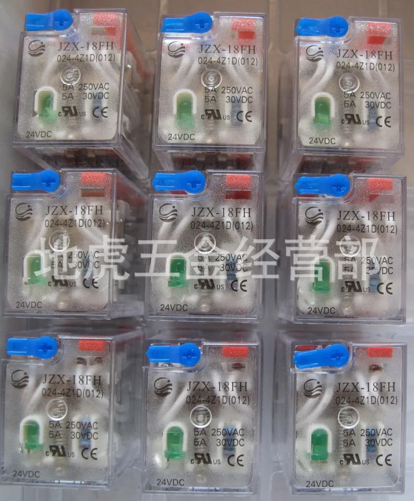 Relay 4 4 pairs of contacts JZX-18FH/024-4Z1D DC 24V with lamp and test rod