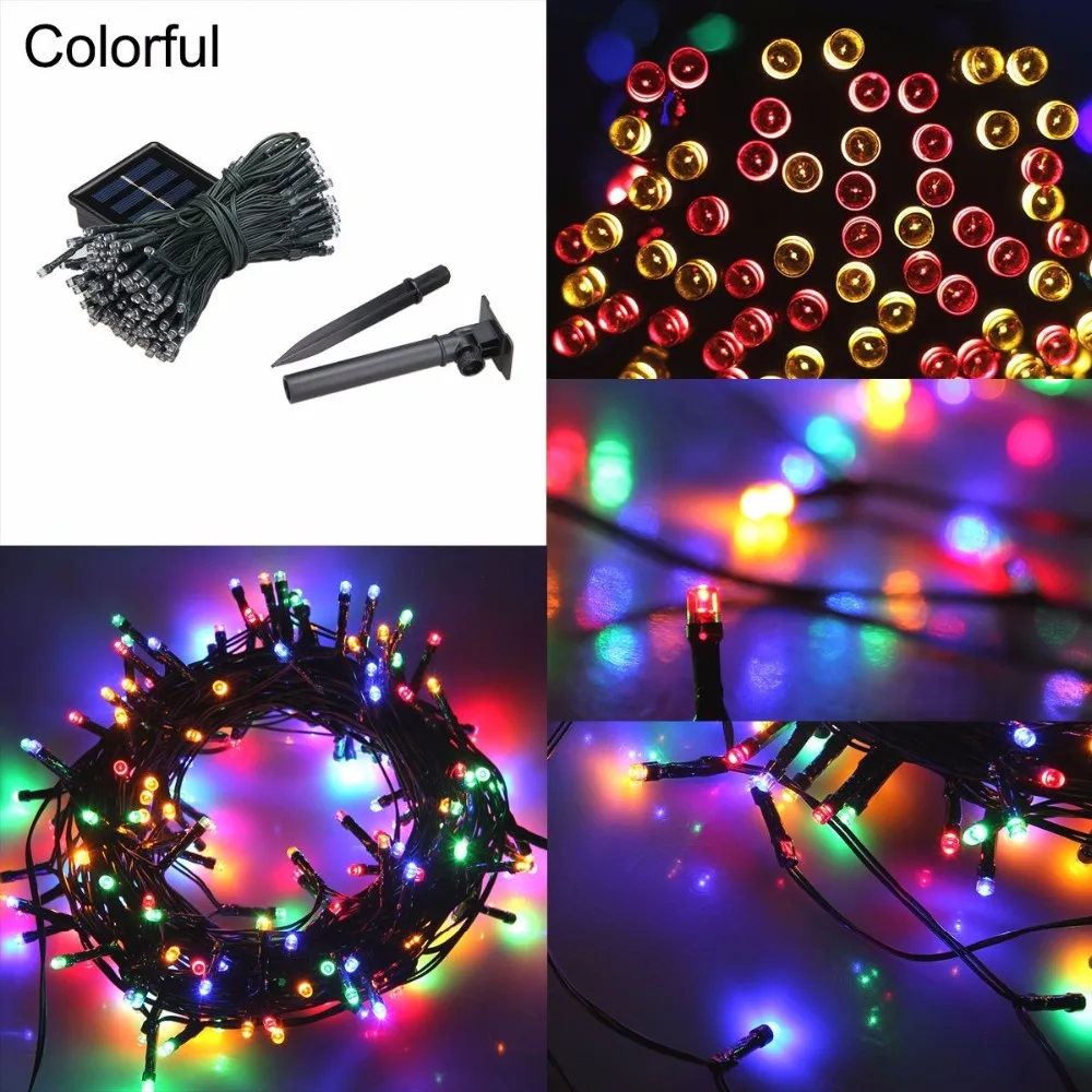 Luzes de Fadas à Prova Água para Decorações ao ar Modos Estrelado Luzes Cordas 200 Led Luz Solar d’ Livre Casa Pátio Jardim 4pack 8 22m