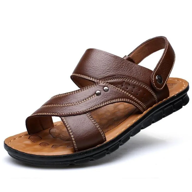 2019 Men's Beach Shoes Casual Sandals High Quality Genuine Leather Non-slip Men's Slippers Sandals Holiday Leisure Men's Shoes 2019 Men's Beach Shoes Casual Sandals High Quality Genuine Leather Non-slip Men's Slippers Sandals Holiday Leisure Men's Shoes