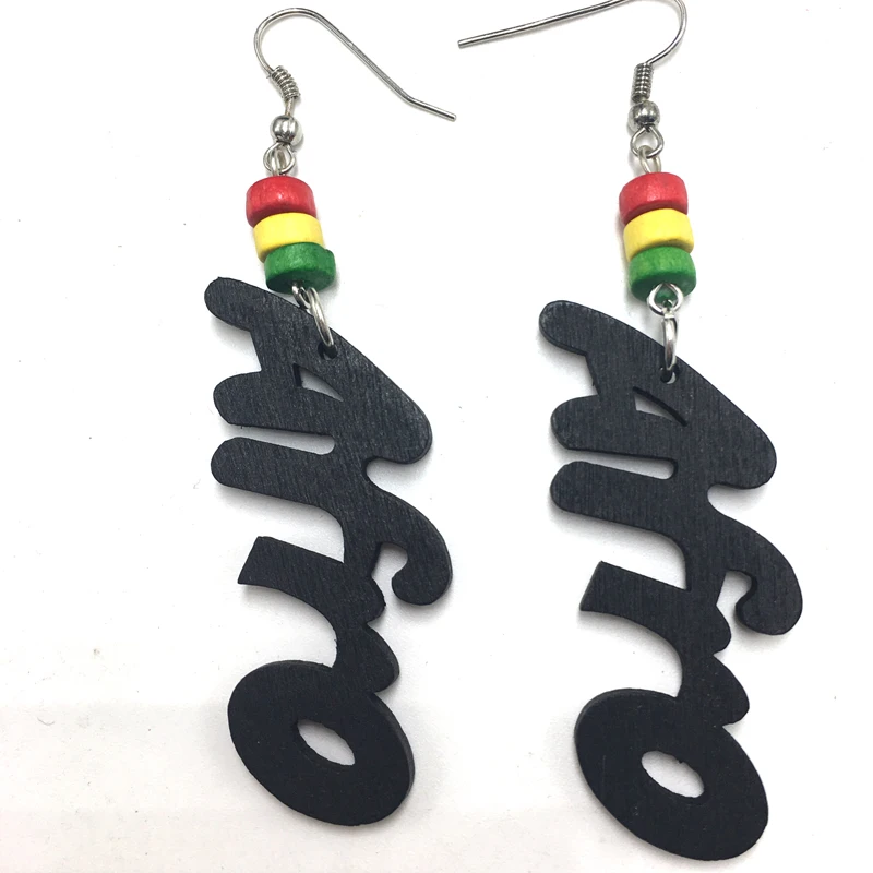 Бесплатная доставка! Серьги из афро дерева Rasta|afro wooden earrings|wooden earringsearrings free shipping |