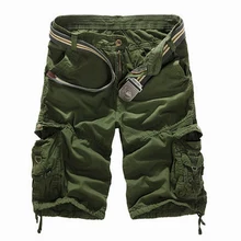 MJartoria камуфляжные мужские шорты Карго хлопковые шорты в стиле кэжуал мужские шорты с застежкой "молния" мужские военные Короткие штаны Плюс Размер без пояса