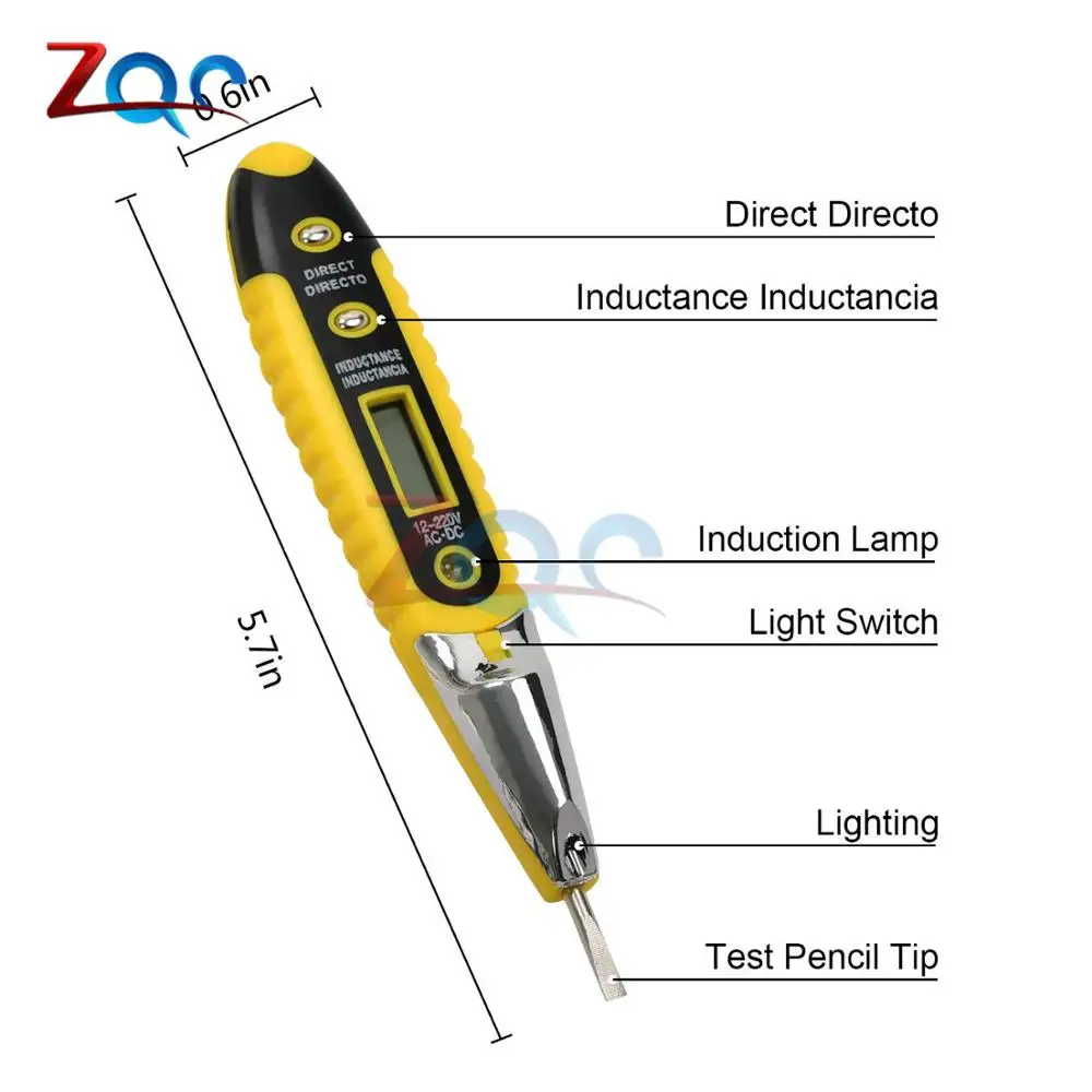 Цифровой тестовый карандаш многофункциональный AC DC 12-250 В тестовый er Электрический ЖК-дисплей детектор напряжения тестовая ручка для электрика