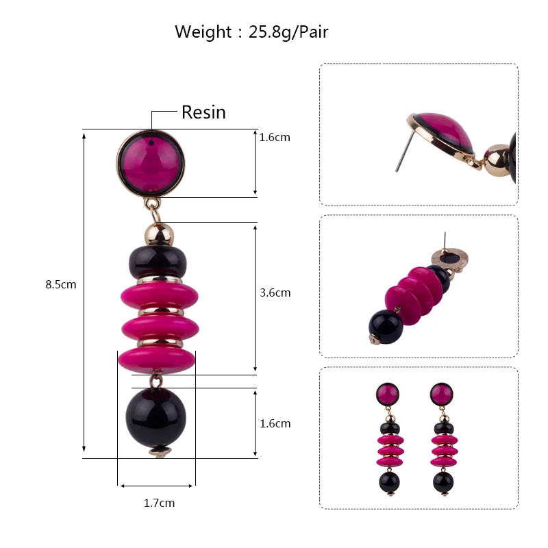 GuanLong Vintage Fashion Resin Statement Earrings Women Long Red Geometric Gold Metal Acrylic Drop Earring Elegant Gifts Jewelry (5)