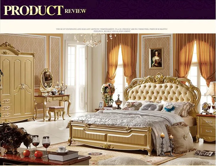 Высокое качество кровать Мода Европейский Французский резные кровати тумбочки p10069
