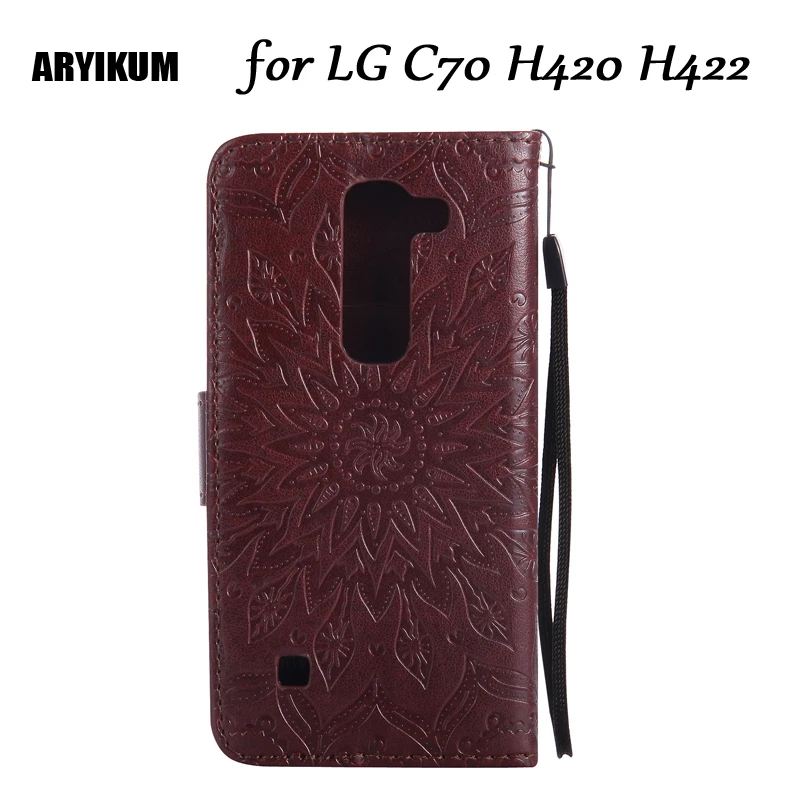 Чехол книжка с 3d рисунком для LG Spirit 4G LTE C70 H420 H422 H440N тиснение в виде подсолнуха