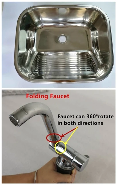 sink and faucet Кэмпер караван Camper из нержавеющей стали ручной умывальник кухонная раковина GR-543A - Цвет: sink and faucet