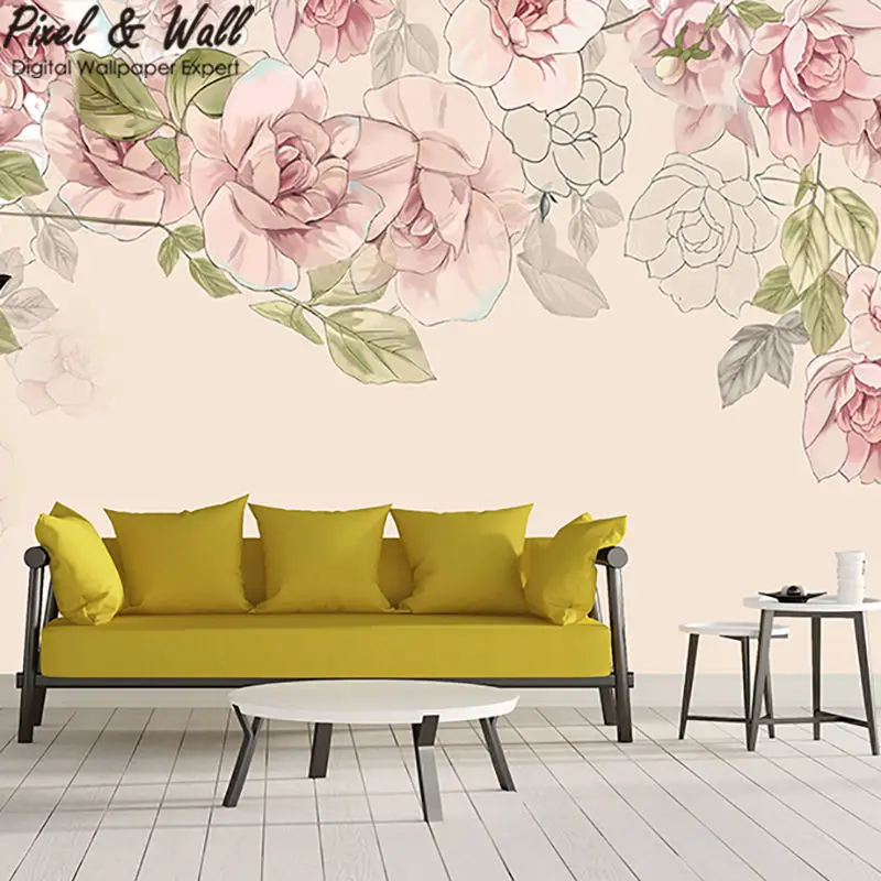 Pink flowers wall mural home accessories decoration living room decoration STDM30102