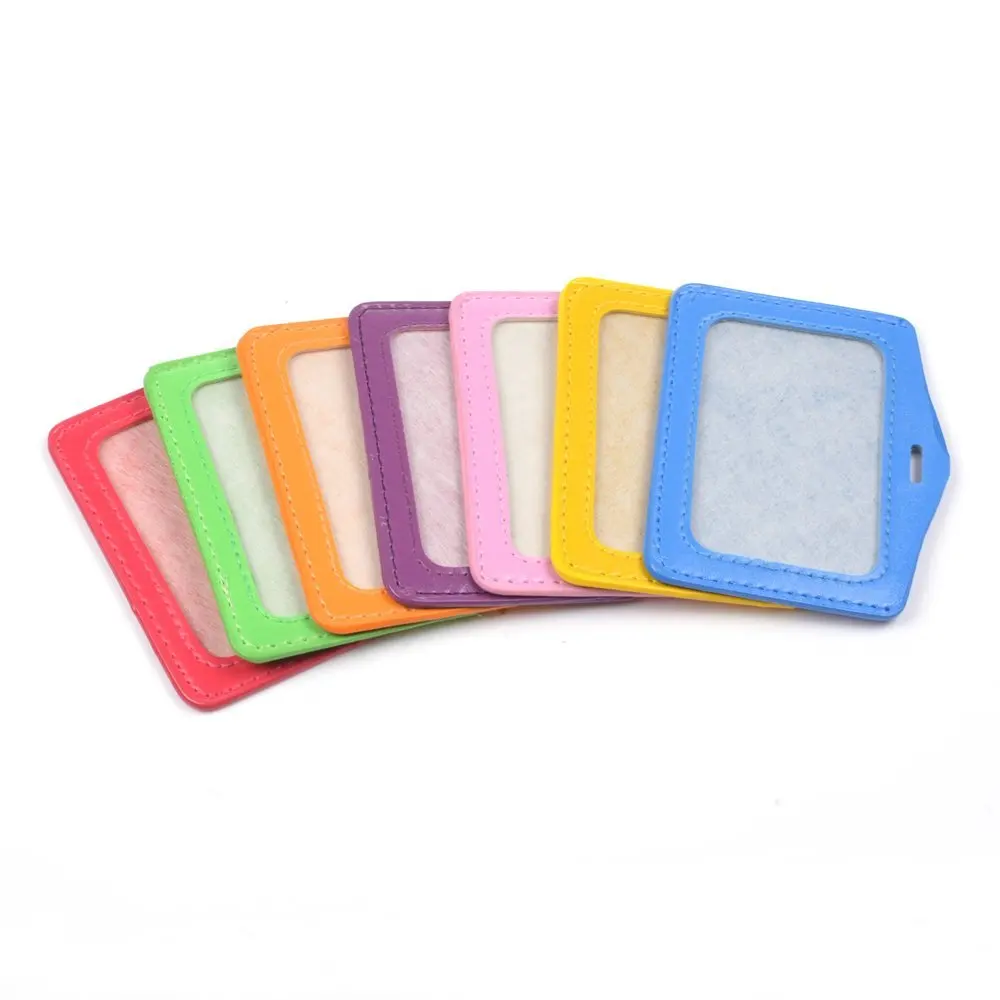 

7pcs Assorted Color Horizontal Style Faux Leather Business Id Credit Card Badge Holder