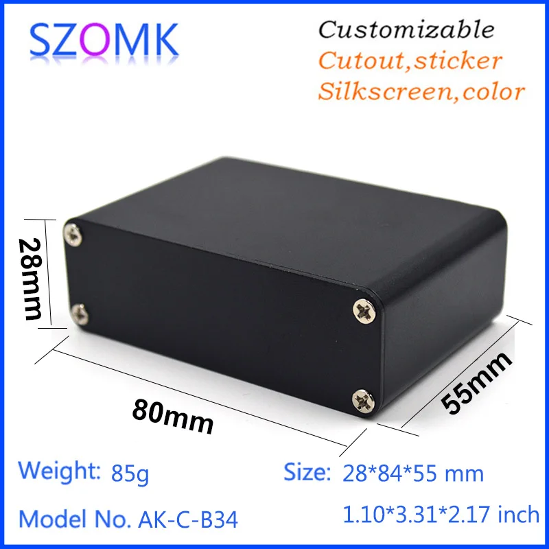 

1 piece, 28*84*55mm hot sales extrusion project box power supply aluminum housing box enclosure electronics pcb outlet boxes