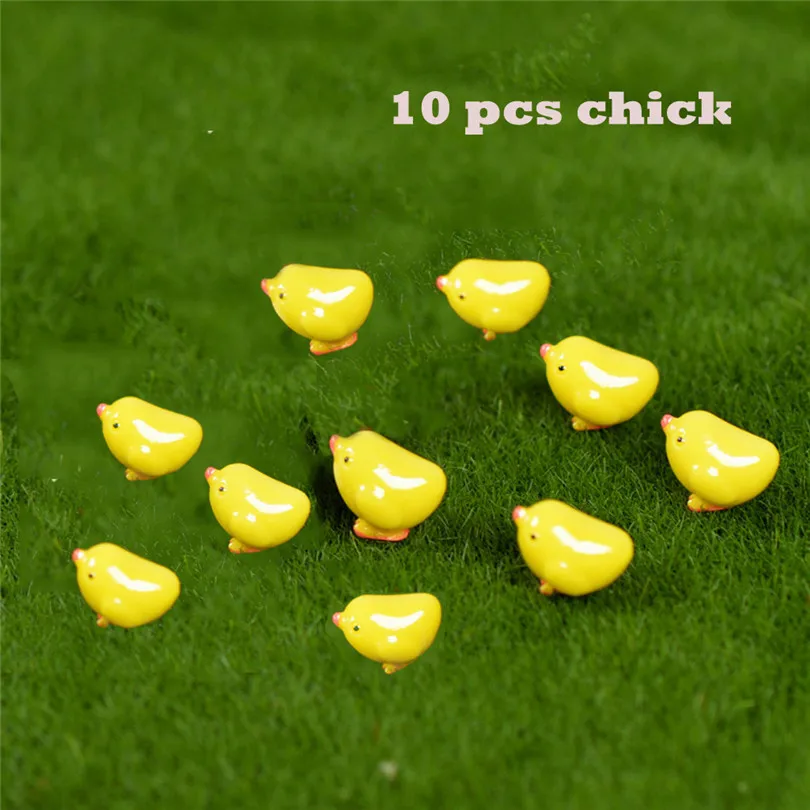 10PcsSet Figurines Happy Easter Eggs Rabbit Cute Bunny Chick Mini Resin Garden Decorations home Decor #3m27 (27)