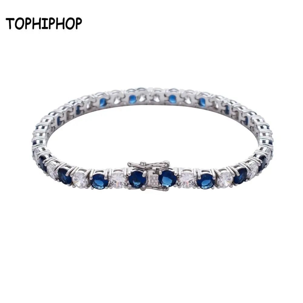 

High Quality Men's 5mm One Row Tennis Chain Bracelet Multi Color Cubic Zircon Stone Tennis Bracelet Hiphop Jewelry Unisex