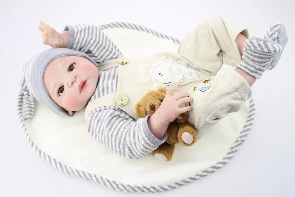 22 inch Full body silicone reborn baby doll toys play house boy babies kids child bebe gift reborn realista boneca