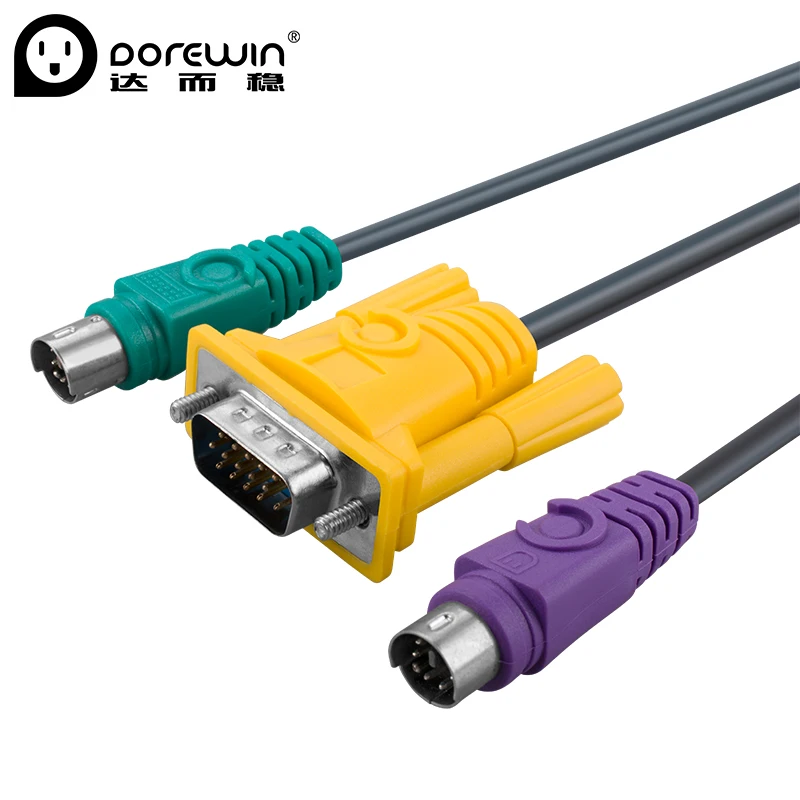 Dorewin 1.5 м KVM 15 Булавки мужчина к VGA PS2 Мужской переключатель кабель для клавиатуры