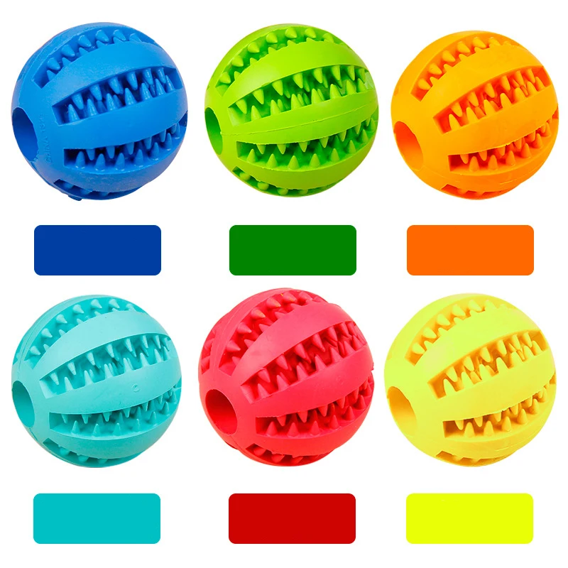 Pet Rubber Chew Balls Dog Interactive Bite-Resistant Toys Puppy Durable Tooth Cleaning Elasticity Tool Dog Food Dispenser D16