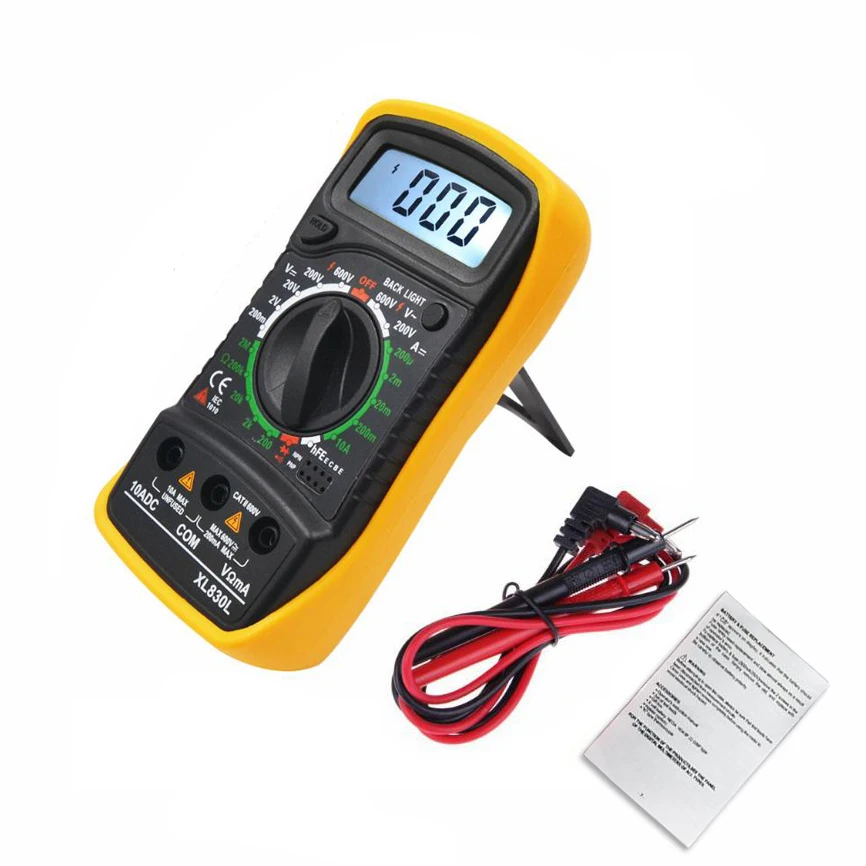 

Urijk AC/DC Ammeter Voltmeter Ohm Tester Meter XL830L Portable Digital Multimeter Backlight Handheld LCD Multimetr