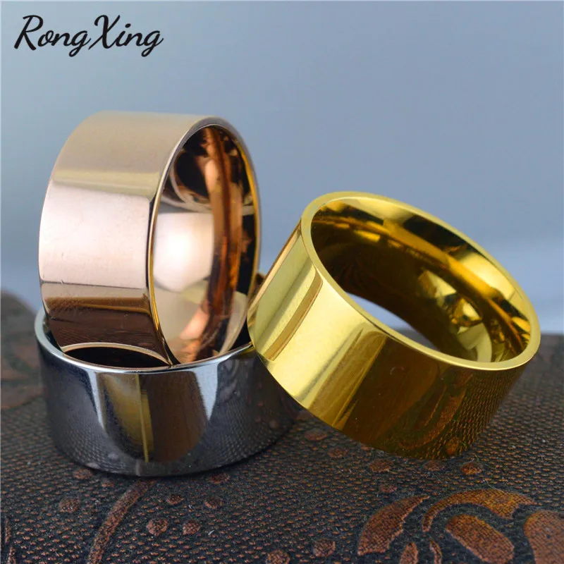 RongXing ретро золотой цвет/розовое золото 10 мм широкие кольца для женщин мужчин